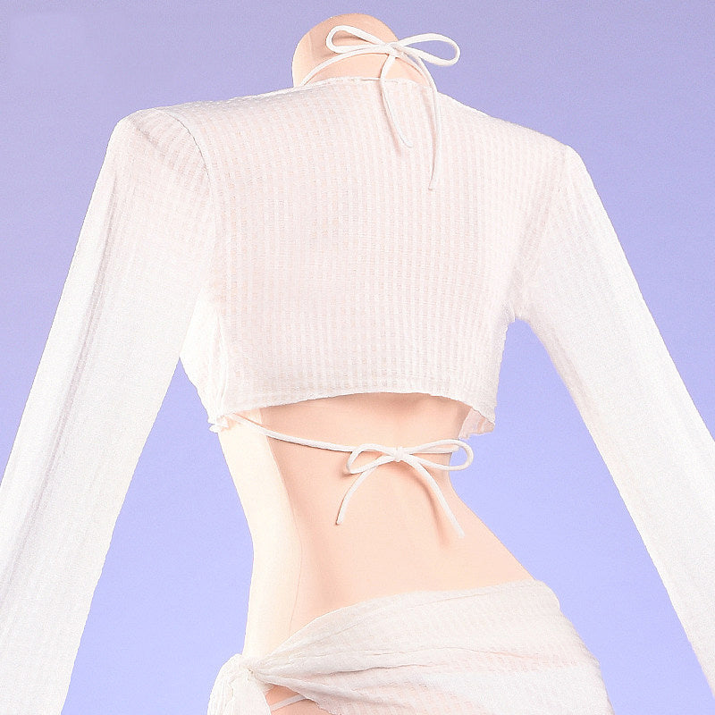 BoomCosplay【S-L】【In Stock】Game Cosplay Crystal Wave White Swimsuit Costume