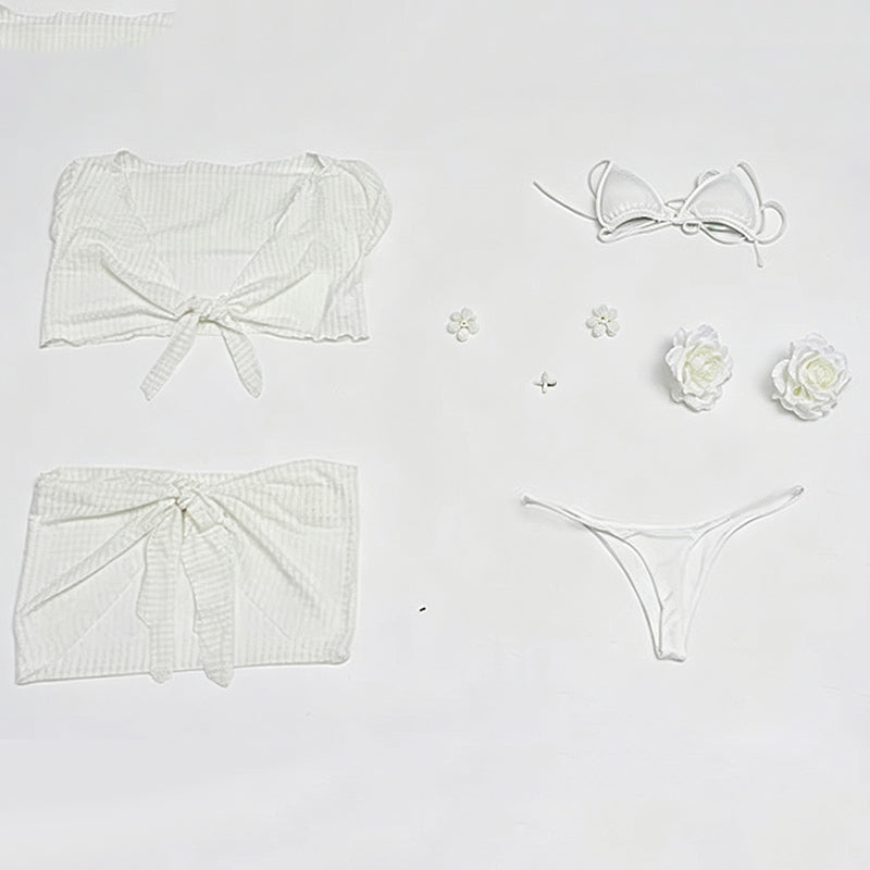 BoomCosplay【S-L】【In Stock】Game Cosplay Crystal Wave White Swimsuit Costume