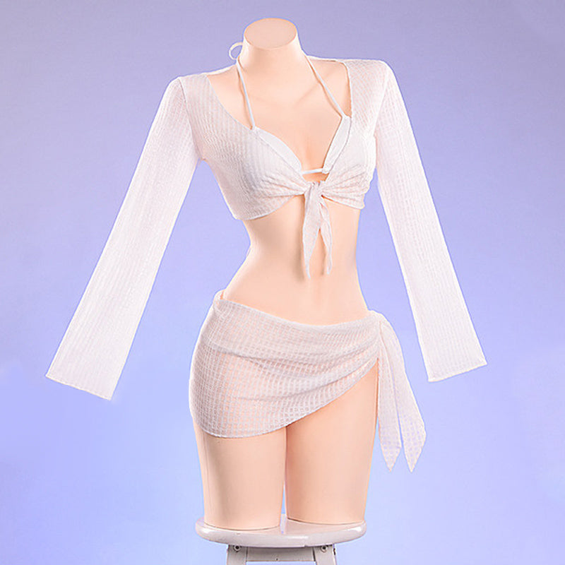 BoomCosplay【S-L】【In Stock】Game Cosplay Crystal Wave White Swimsuit Costume