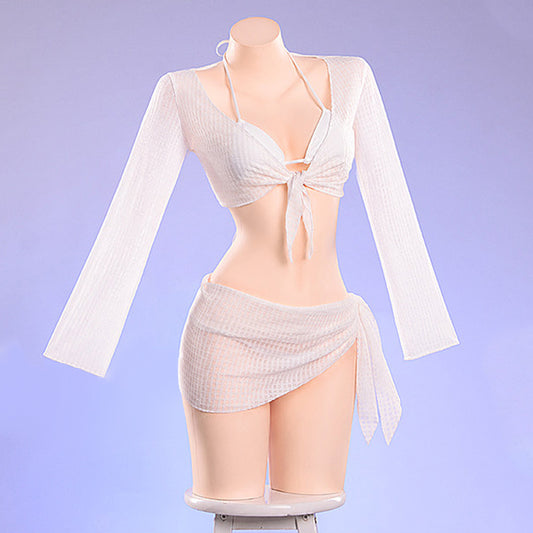 BoomCosplay【S-L】【In Stock】Game Cosplay Crystal Wave White Swimsuit Costume