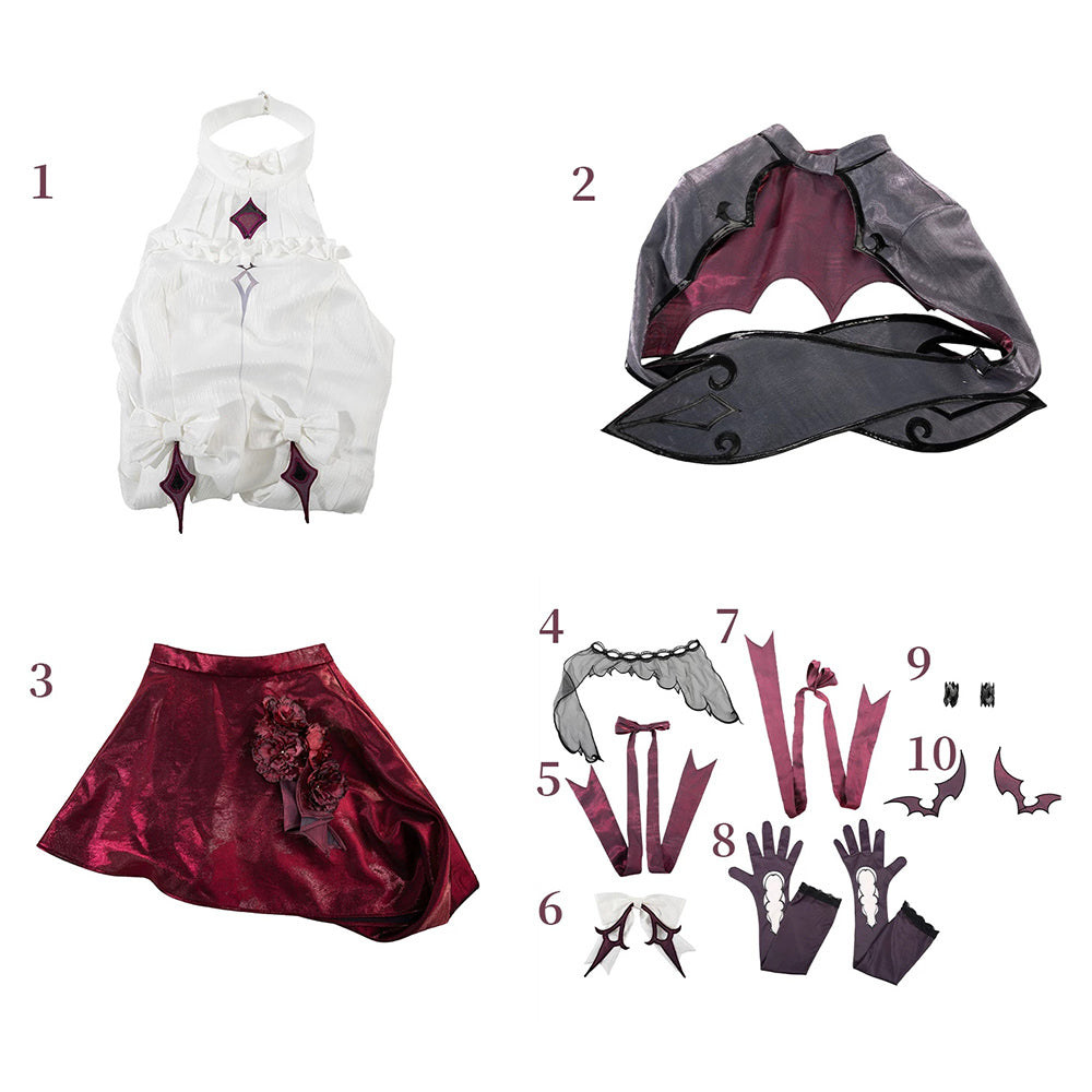 BoomCosplay【S-XL】Game Genshin Cosplay Damselette Columbina Vampire Girl Costume