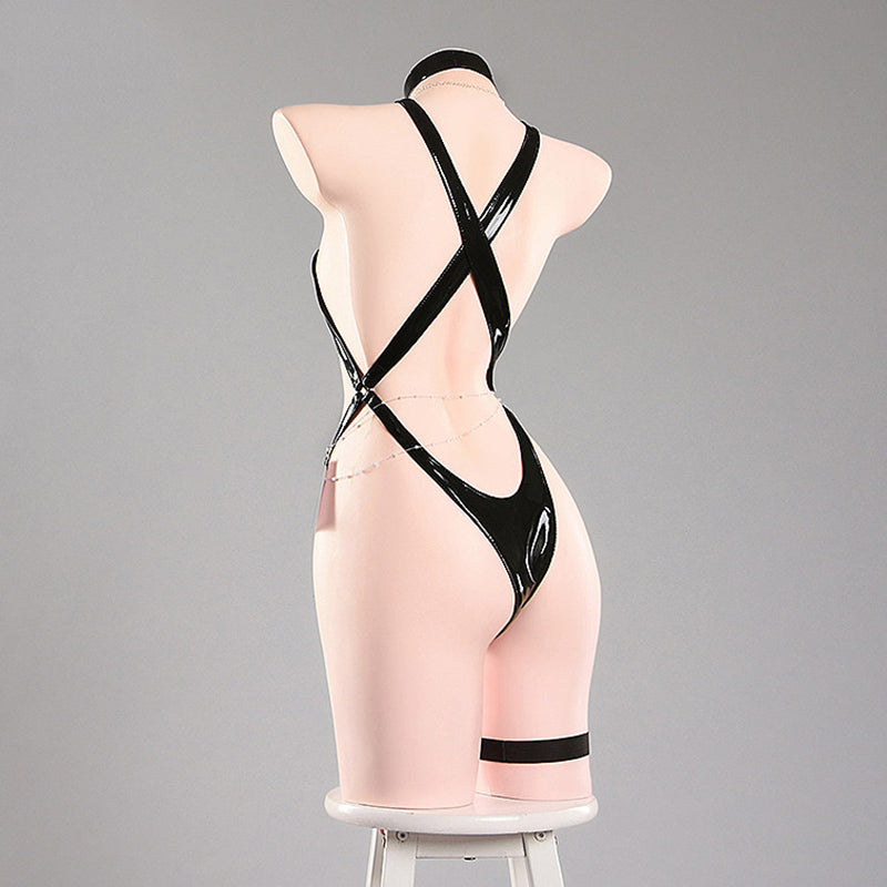 BoomCosplay【S-L】Game Cosplay Crystal Wave Black Swimsuit Costume