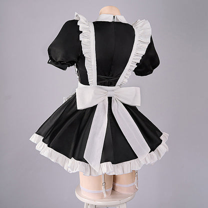 BoomCosplay【S-XXL】Game Cosplay Glass Curtsy Maid Dress Costume