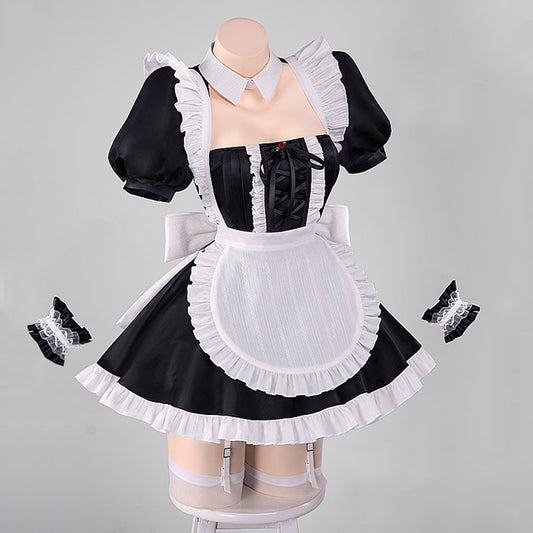 BoomCosplay【S-XXL】Game Cosplay Glass Curtsy Maid Dress Costume