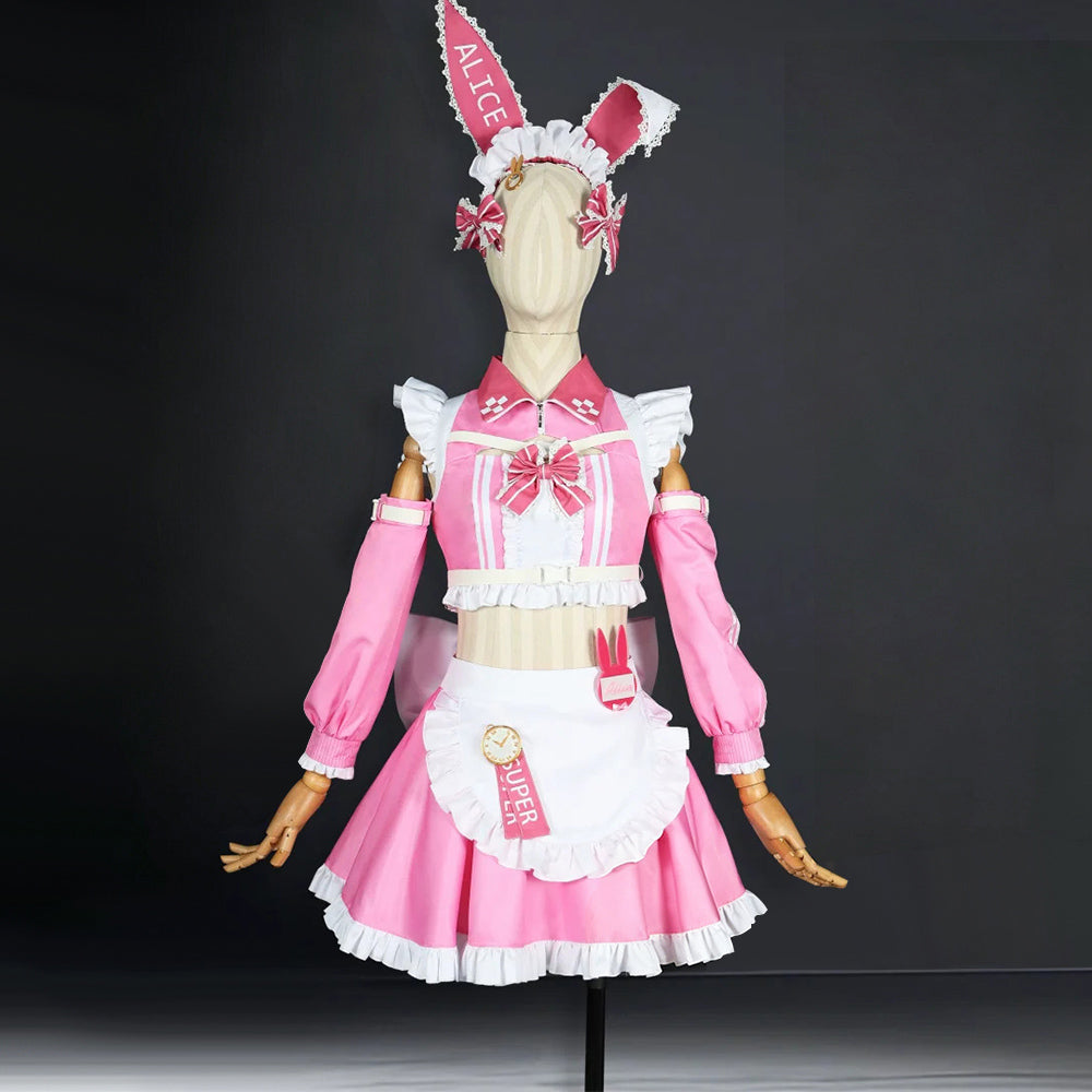 BoomCosplay 【S-XXL】Game Cosplay Pink Coffee Maid Costume