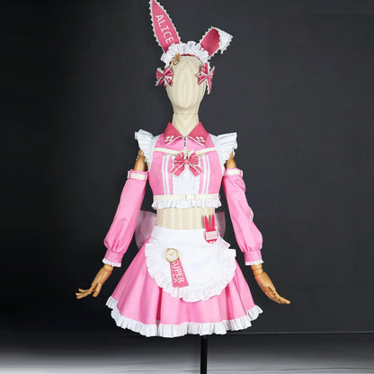 BoomCosplay 【S-XXL】Game Cosplay Pink Coffee Maid Costume