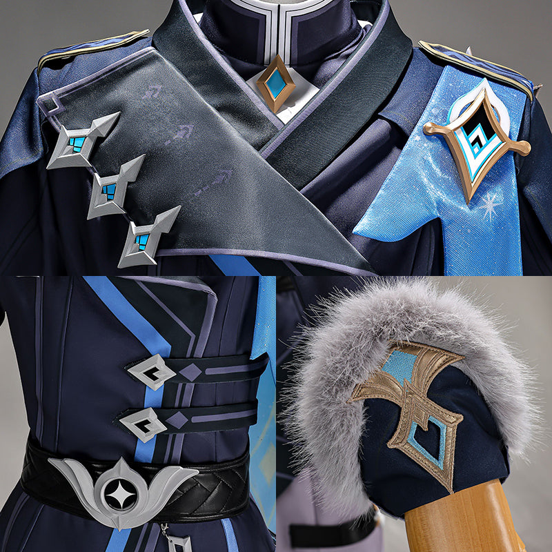 BoomCosplay【S-XXL】Game Genshin Cosplay Player Male Traveler Aether Hunter of the Winter Night Costume