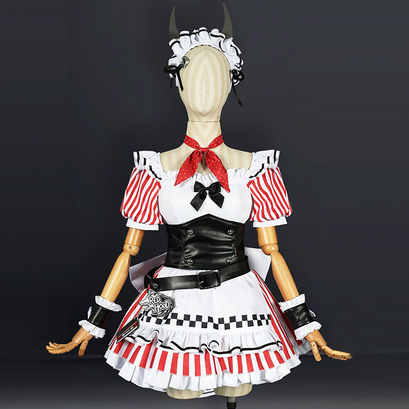 BoomCosplay 【S-XXL】Game Genshin Red Coffee Maid Costume