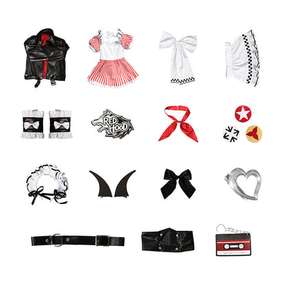 BoomCosplay 【S-XXL】Game Genshin Red Coffee Maid Costume