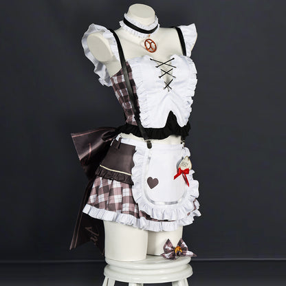 BoomCosplay 【S-XXL】Game Genshin White Brown Coffee Maid Costume