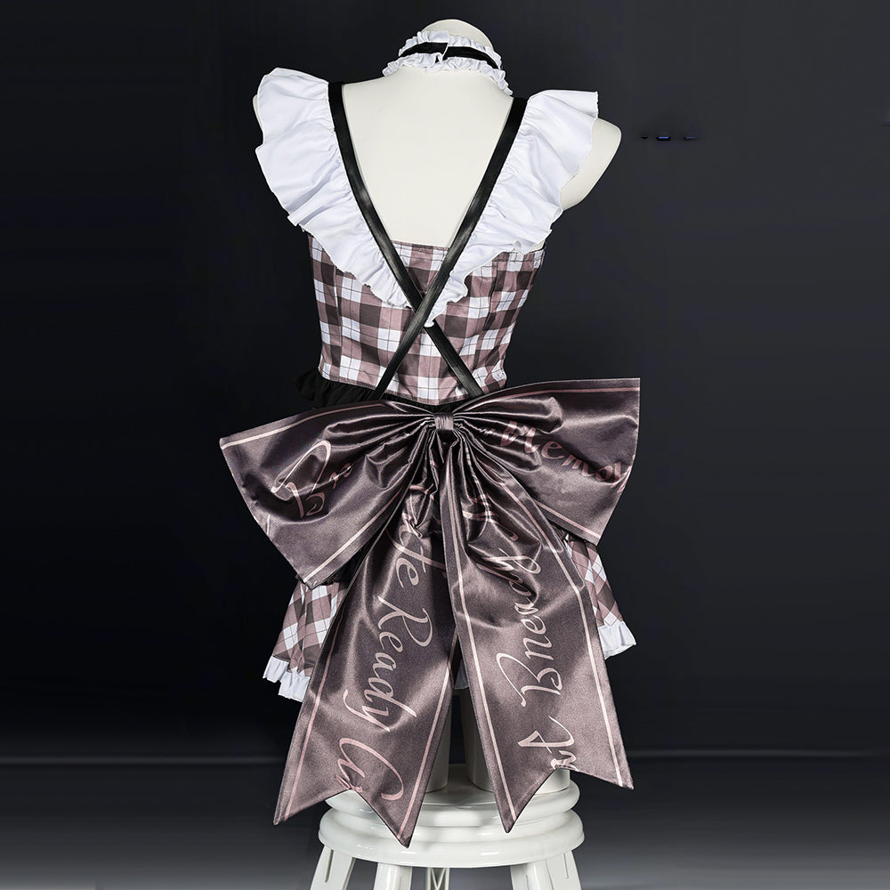 BoomCosplay 【S-XXL】Game Genshin White Brown Coffee Maid Costume