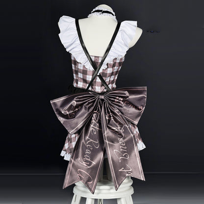BoomCosplay 【S-XXL】Game Genshin White Brown Coffee Maid Costume