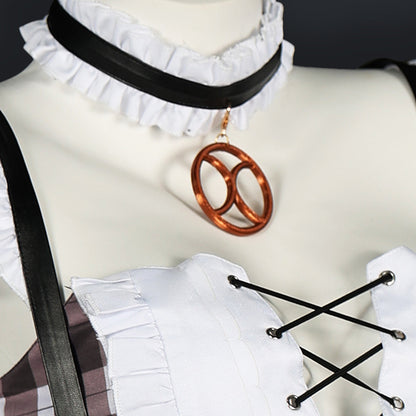 BoomCosplay 【S-XXL】Game Genshin White Brown Coffee Maid Costume