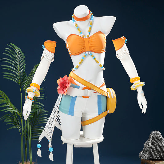 BoomCosplay【XS-XXL】Game Cosplay Beachside Orange Summer Swimsuit Skin Costume