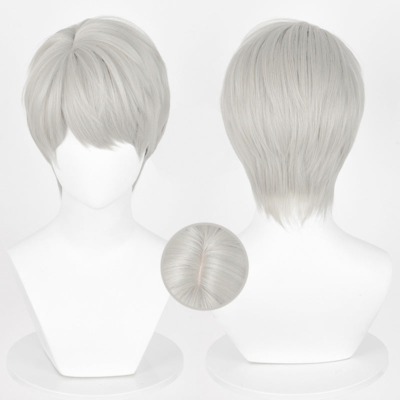 BoomCosplay Game Love and Deepspace Cosplay Xavier Light Gray Golden 30cm Wig